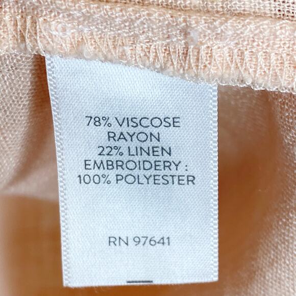 J Jill Womens Size XLP Embroidered Blouse Top Peach Orange Linen Blend Petite - Picture 7 of 8